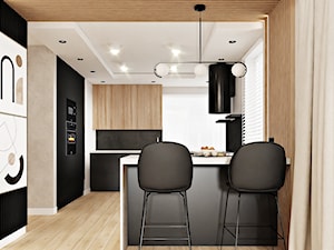 Kuchnia soft loft w ciepłych odcieniach z czarnymi elementami - zdjęcie od Wydział Spraw Wewnętrznych