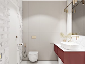 beżowa łazienka z marmurem i wanną - zdjęcie od Wydział Spraw Wewnętrznych