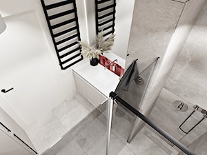 elegancka łazienka w szarobeżach z dodatkiem bordo z prysznicem - zdjęcie od Wydział Spraw Wewnętrznych