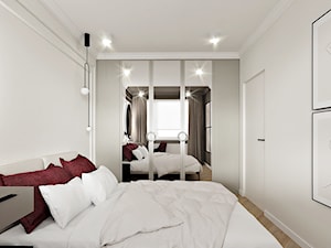 sypialnia modern classic z miejscem do pracy, toaletką szarobeże i bordo - zdjęcie od Wydział Spraw Wewnętrznych