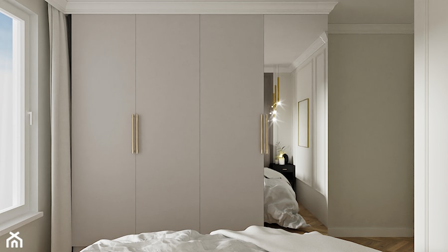 Sypialnia modern classic w beżach i złocie - zdjęcie od Wydział Spraw Wewnętrznych