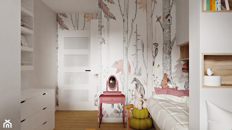 pokój dwóch sióstr - 12m2 z leśnymi zwierzątkami i różowym akcentem - zdjęcie od Wydział Spraw Wewnętrznych