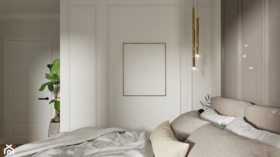 Sypialnia modern classic w beżach i złocie - zdjęcie od Wydział Spraw Wewnętrznych
