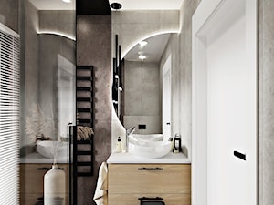nowoczesna łazienka w dwóch odcieniach szarości z prysznicem - zdjęcie od Wydział Spraw Wewnętrznych