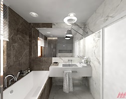 Dom | Lesznowola - Średnia z lustrem z marmurową podłogą z punktowym oświetleniem łazienka z oknem, ... - zdjęcie od MWZ Architektura Wnętrz - Homebook