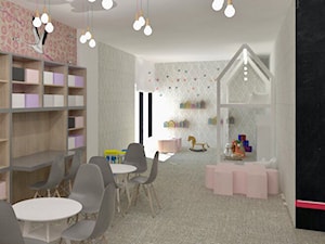 Playroom - Duży biały czarny różowy szary pokój dziecka dla dziecka dla nastolatka dla dziewczynki - zdjęcie od MWZ Architektura Wnętrz