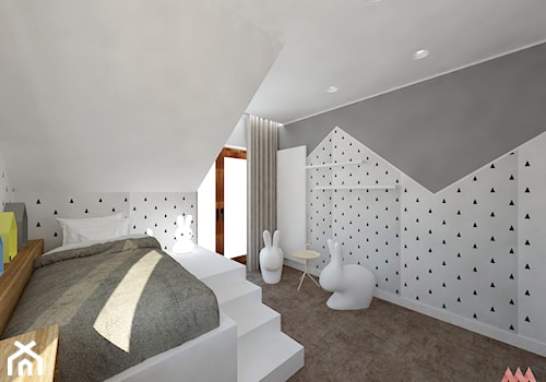 Dom | Lesznowola - Średni biały szary pokój dziecka dla dziecka dla nastolatka dla chłopca dla dziewczynki, styl nowoczesny - zdjęcie od MWZ Architektura Wnętrz