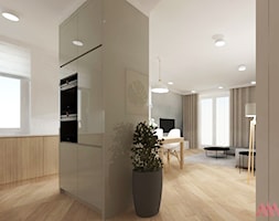 Mieszkanie Warszawa Wola - Średni biały szary salon z kuchnią z jadalnią, styl nowoczesny - zdjęcie od MWZ Architektura Wnętrz - Homebook