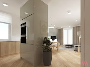 Mieszkanie Warszawa Wola - Średni biały szary salon z kuchnią z jadalnią, styl nowoczesny - zdjęcie od MWZ Architektura Wnętrz