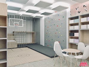 Playroom - Duży biały szary pokój dziecka dla dziecka dla nastolatka dla chłopca dla dziewczynki - zdjęcie od MWZ Architektura Wnętrz