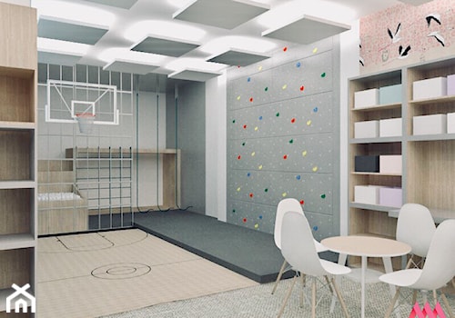 Playroom - Duży biały szary pokój dziecka dla dziecka dla nastolatka dla chłopca dla dziewczynki - zdjęcie od MWZ Architektura Wnętrz
