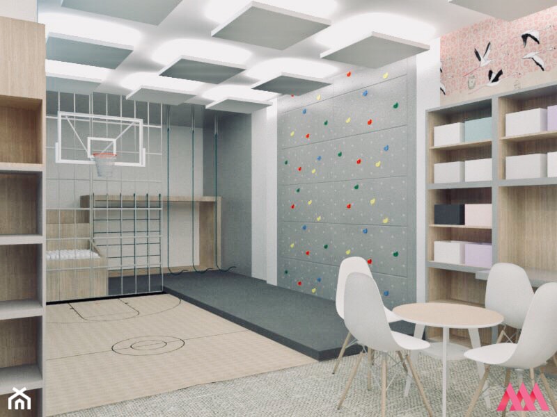 Playroom - Duży biały szary pokój dziecka dla dziecka dla nastolatka dla chłopca dla dziewczynki - zdjęcie od MWZ Architektura Wnętrz
