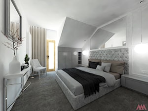 Dom | Lesznowola - Średnia szara sypialnia na poddaszu, styl glamour - zdjęcie od MWZ Architektura Wnętrz
