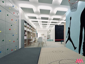 Playroom - Duży czarny szary niebieski pokój dziecka dla dziecka dla chłopca dla dziewczynki - zdjęcie od MWZ Architektura Wnętrz