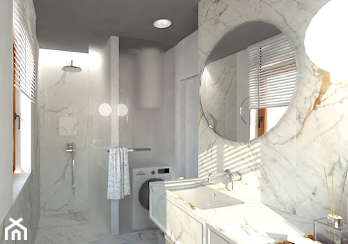 Dom | Lesznowola - Średnia z pralką / suszarką z punktowym oświetleniem łazienka z oknem, styl nowoczesny - zdjęcie od MWZ Architektura Wnętrz