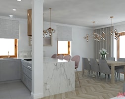 Dom | Lesznowola - Średnia biała jadalnia w kuchni, styl nowoczesny - zdjęcie od MWZ Architektura Wnętrz - Homebook
