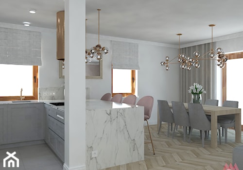 Dom | Lesznowola - Średnia biała jadalnia w kuchni, styl nowoczesny - zdjęcie od MWZ Architektura Wnętrz