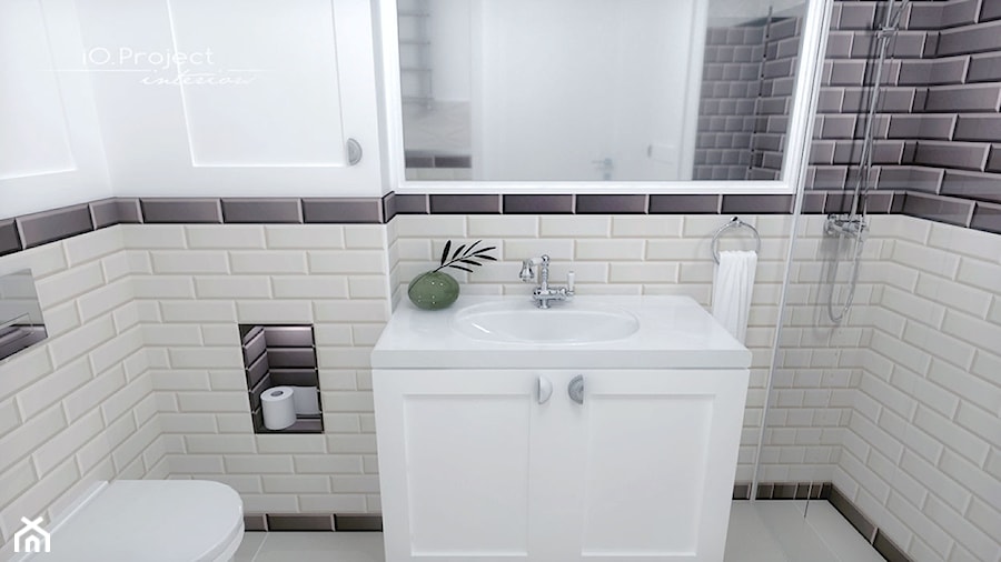 Dom w Nasielsku - Mała bez okna z lustrem łazienka, styl tradycyjny - zdjęcie od iO Project