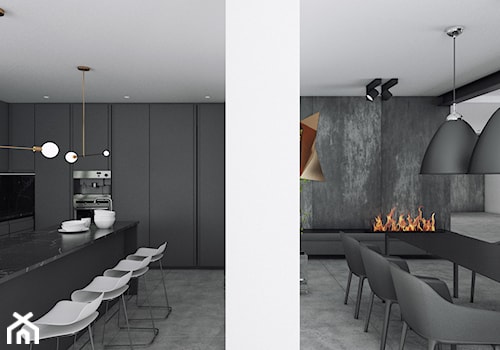 Przebudowa domu oraz wnętrza domu w Kiekrzu - Duża biała jadalnia w salonie, styl skandynawski - zdjęcie od Ev Architects