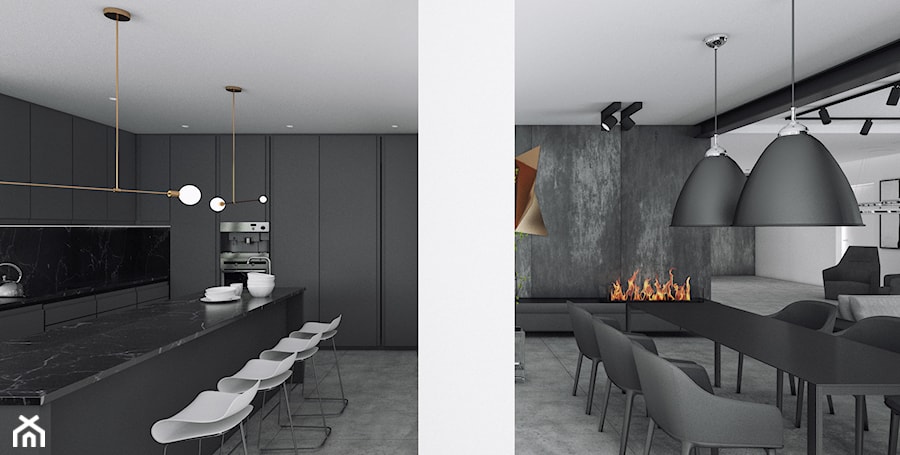 Przebudowa domu oraz wnętrza domu w Kiekrzu - Duża biała jadalnia w salonie, styl skandynawski - zdjęcie od Ev Architects