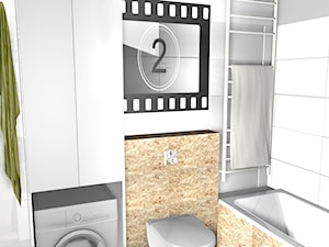 projekt mieszkania 40m2 - Mała bez okna z pralką / suszarką łazienka, styl industrialny - zdjęcie od KRAMKOWSKA | PRACOWNIA WNĘTRZ
