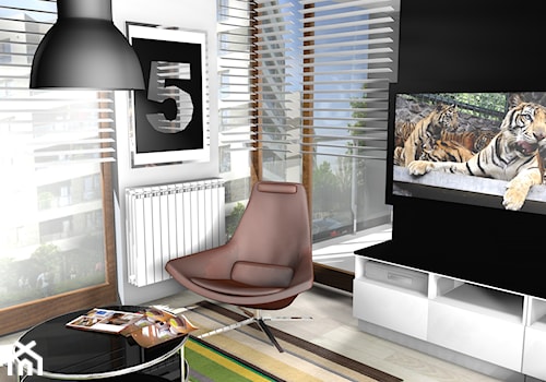 projekt mieszkania 40m2 - Salon, styl industrialny - zdjęcie od KRAMKOWSKA | PRACOWNIA WNĘTRZ