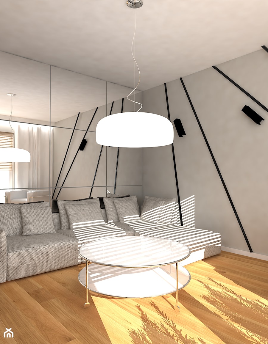 Projekt części wspólnej w mieszkaniu na Zaciszu - Salon, styl nowoczesny - zdjęcie od KRAMKOWSKA | PRACOWNIA WNĘTRZ