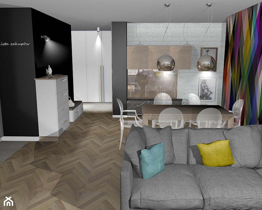 projekt przestrzeni wspólnej w mieszkaniu na Żoliborzu - Salon, styl glamour - zdjęcie od KRAMKOWSKA | PRACOWNIA WNĘTRZ