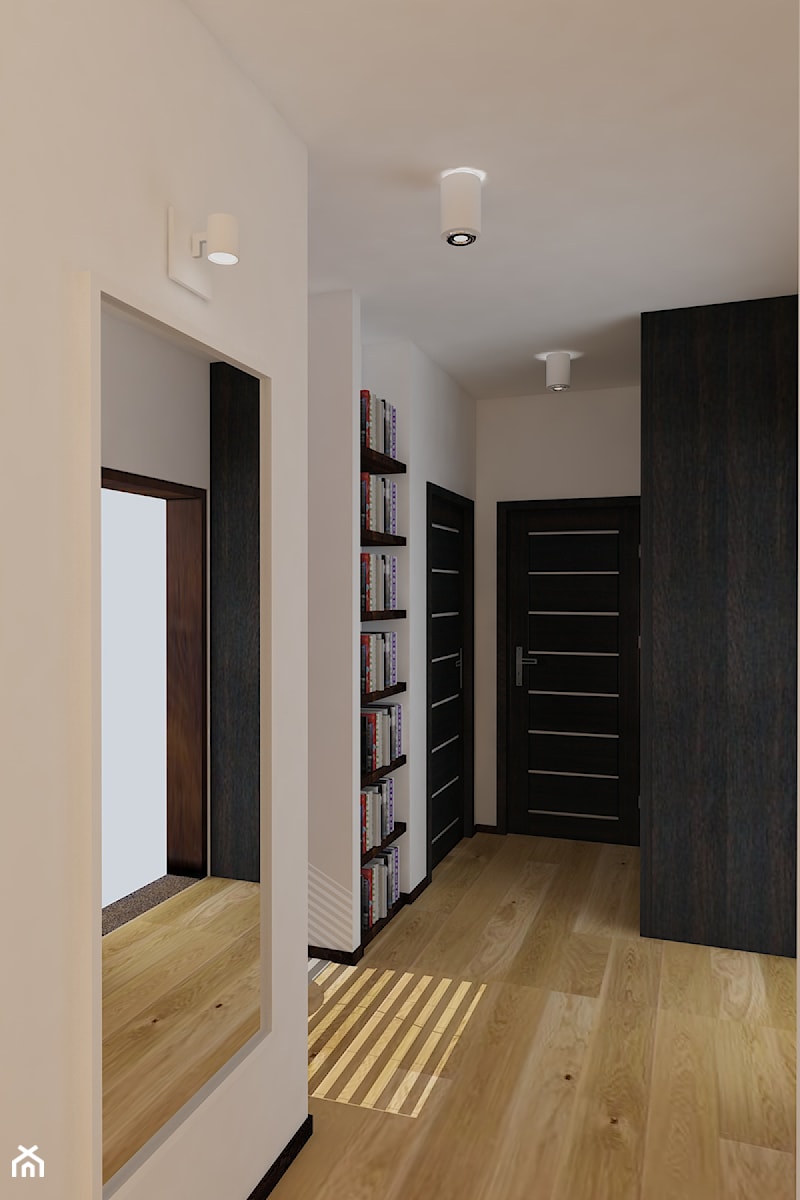 Projekt koncepcyjny mieszkania 3 - Średni biały hol / przedpokój, styl nowoczesny - zdjęcie od KRAMKOWSKA | PRACOWNIA WNĘTRZ