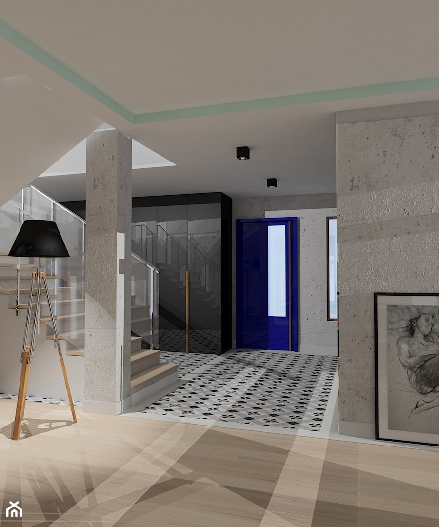 projekt parteru domu - Hol / przedpokój, styl minimalistyczny - zdjęcie od KRAMKOWSKA | PRACOWNIA WNĘTRZ