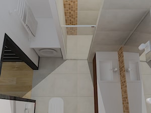 Projekt koncepcyjny mieszkania 3 - Średnia na poddaszu bez okna z pralką / suszarką łazienka, styl nowoczesny - zdjęcie od KRAMKOWSKA | PRACOWNIA WNĘTRZ