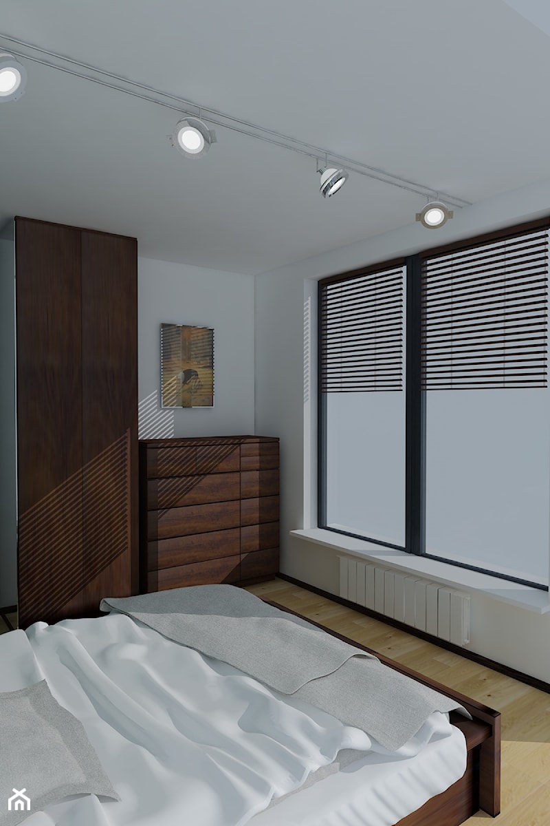 Projekt koncepcyjny mieszkania 3 - Średnia biała sypialnia, styl nowoczesny - zdjęcie od KRAMKOWSKA | PRACOWNIA WNĘTRZ