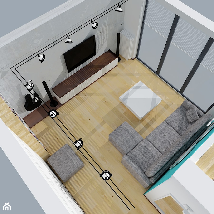 Projekt koncepcyjny mieszkania 3 - Salon, styl nowoczesny - zdjęcie od KRAMKOWSKA | PRACOWNIA WNĘTRZ