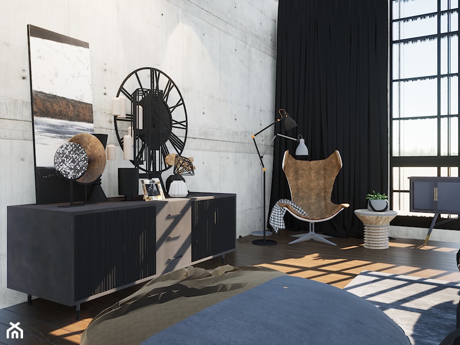 Ferens design - sypialnia w stylu loft - zdjęcie od Joanna Ferens Hofman Ferens design