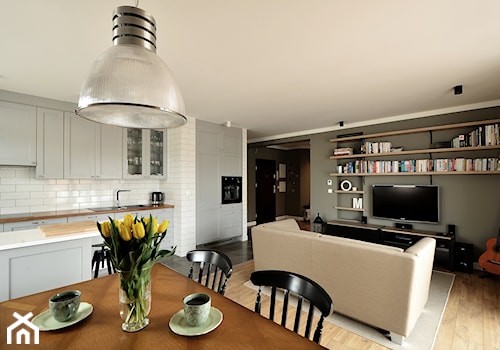 Mieszkanie Rumia 1 - Średnia jadalnia w salonie w kuchni, styl nowoczesny - zdjęcie od Gago Home
