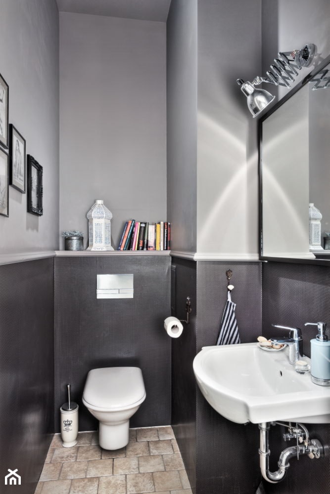 Moje własne "m" - Mała z lustrem łazienka, styl industrialny - zdjęcie od Gago Home