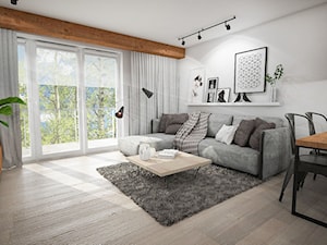 Projekt mieszkania w stylu loftowym - Średni szary salon z jadalnią, styl industrialny - zdjęcie od StudioArchemia