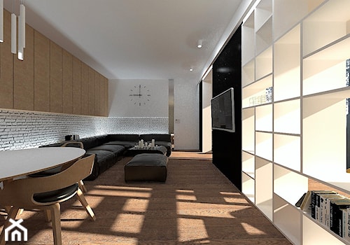O L D HOUSE - Duży biały salon z jadalnią, styl nowoczesny - zdjęcie od MK Architektura Wnętrz