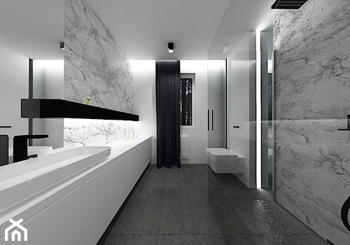 Minimalistyczna łazienka *D.O - Duża z lustrem z punktowym oświetleniem łazienka z oknem, styl nowoczesny - zdjęcie od MK Architektura Wnętrz