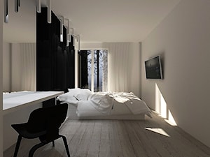 I C I C L E S BEDROOM - Średnia szara z biurkiem sypialnia, styl minimalistyczny - zdjęcie od MK Architektura Wnętrz