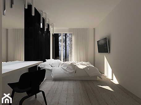 Aranżacje wnętrz - Sypialnia: I C I C L E S BEDROOM - Średnia szara z biurkiem sypialnia, styl minimalistyczny - MK Architektura Wnętrz. Przeglądaj, dodawaj i zapisuj najlepsze zdjęcia, pomysły i inspiracje designerskie. W bazie mamy już prawie milion fotografii!