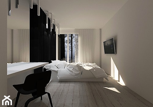 I C I C L E S BEDROOM - Średnia szara z biurkiem sypialnia, styl minimalistyczny - zdjęcie od MK Architektura Wnętrz