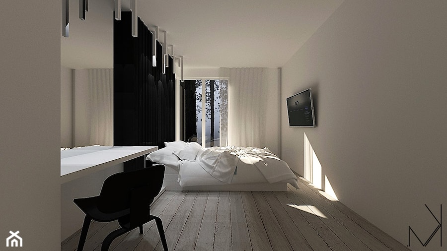 I C I C L E S BEDROOM - Średnia szara z biurkiem sypialnia, styl minimalistyczny - zdjęcie od MK Architektura Wnętrz