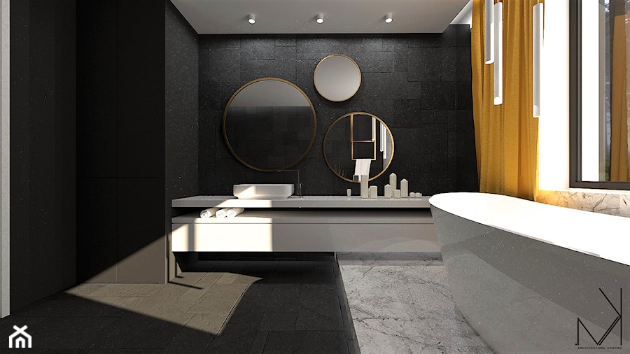 B L A C K BATHROOM - Łazienka, styl nowoczesny - zdjęcie od MK Architektura Wnętrz