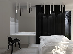 I C I C L E S BEDROOM - Średnia biała z biurkiem sypialnia, styl minimalistyczny - zdjęcie od MK Architektura Wnętrz