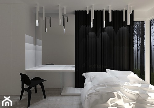 I C I C L E S BEDROOM - Średnia biała z biurkiem sypialnia, styl minimalistyczny - zdjęcie od MK Architektura Wnętrz