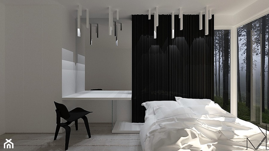 I C I C L E S BEDROOM - Średnia biała z biurkiem sypialnia, styl minimalistyczny - zdjęcie od MK Architektura Wnętrz