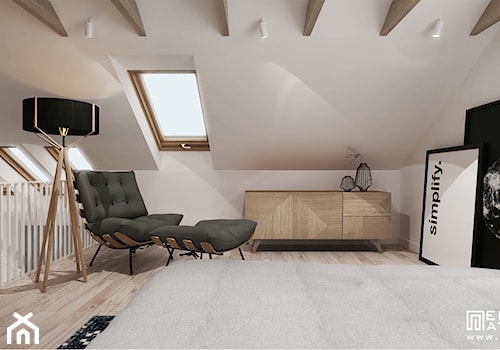 ADAPTACJA PODDASZA /100 - Średnia biała sypialnia na poddaszu, styl nowoczesny - zdjęcie od EKLEKT DESIGN