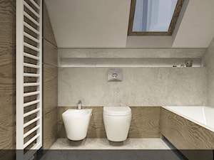 PROJEKT WNĘTRZ DOMU /160 - Mała na poddaszu łazienka z oknem, styl nowoczesny - zdjęcie od EKLEKT DESIGN