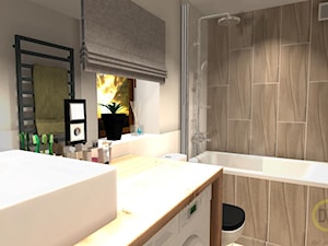łazienka drewno + biel - Łazienka, styl nowoczesny - zdjęcie od DW Wnętrza